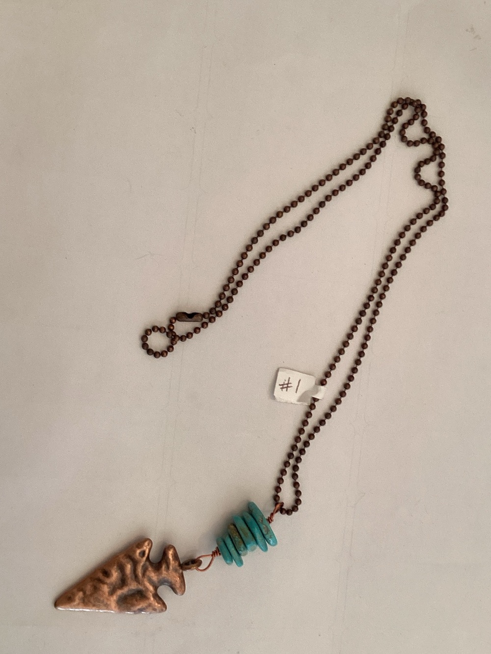 Turquoise Stone & Copper Arrowhead Necklace - Women Jewelry